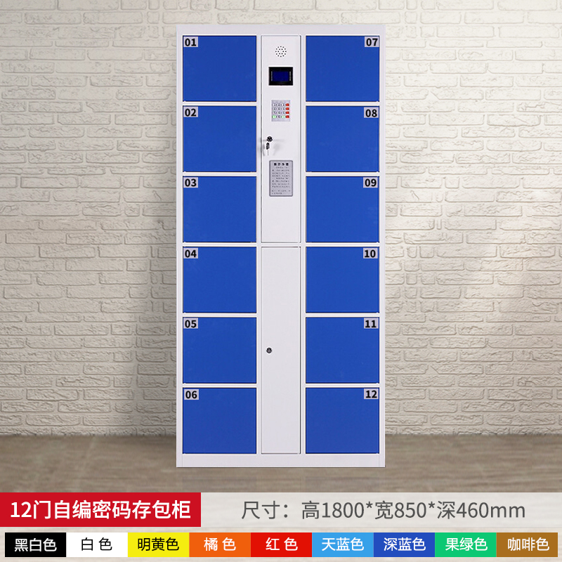 易企采 超市存包柜商场指纹条码刷卡扫码智能人脸手机寄存放柜电子储物柜 12门自设密码型