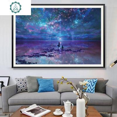 封后(FENGHOU)5d钻石画梦幻星空情侣卧室风景点钻十字绣2018新款满钻石满钻版-5D魔方圆钻90x60厘米