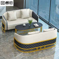 戴劲洽谈沙发酒店大堂沙发椅接待卡座会客洽谈桌椅 双人位*2+长几