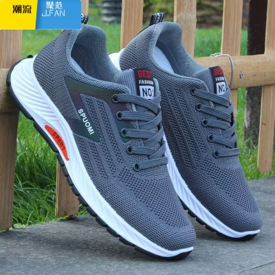 聚范男鞋夏季潮鞋新款透气飞织网面运动鞋男休闲跑步鞋中年工作鞋