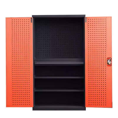 豪利特重型工具柜加厚物件工具储物柜工厂铁皮柜汽修厂零件收纳柜橘色四层一抽带挂板