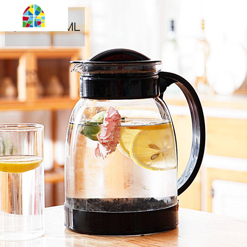 家用凉水壶玻璃耐热高温防爆大容量水瓶凉白开水杯茶壶套装冷水壶 FENGHOU 绿色2000ML可直接开水