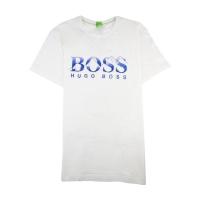 Hugo boss男款白色刺绣徽标圆领短袖棉质T恤休闲舒适百搭