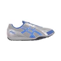 ASICS跑步鞋男透气耐磨防滑支撑银色蓝色条纹网眼结构轻便跑道