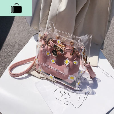 夏天透明小包包女2020新款潮百搭小雏菊单肩包时尚子母斜挎托特包NEW LAKE女士单肩包