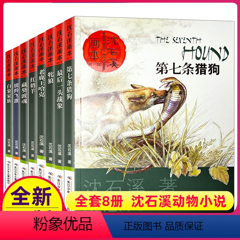 全套8册 [正版]全套8册沈石溪画本动物小说全集十大经典阅读课外阅读书籍品藏书系作品集新书第七条猎狗后一头战象斑羚飞渡白