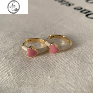 JiMi我们这十年白百何同款耳环爱心耳饰女温柔甜美气质复古风耳钉耳圈 奶油白一对