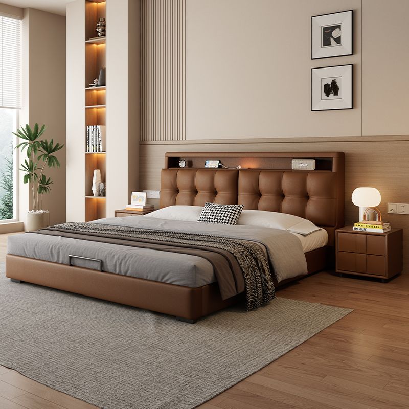 意式轻奢真皮床现代简约主卧室双人床家用多功能储物床软包大婚床