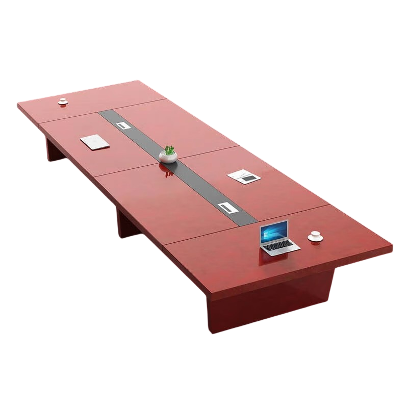 迅迈 5000*1700*760mm+18把将军椅 办公会议桌 长条桌 洽谈桌贴实木皮大型会议室油漆开会会客桌