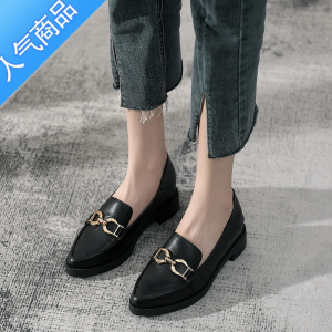 SUNTEK尖头单鞋7M内增高2023春季新款乐福鞋厚底JK英伦工作鞋女鞋