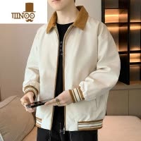 YANXU男士外套新款ins潮牌宽松简约翻领休闲棒球服男装夹克上衣