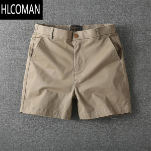 HLCOMAN美式复古纯色百搭四分短裤 夏季休闲男士潮牌薄款弹力4分裤短裤