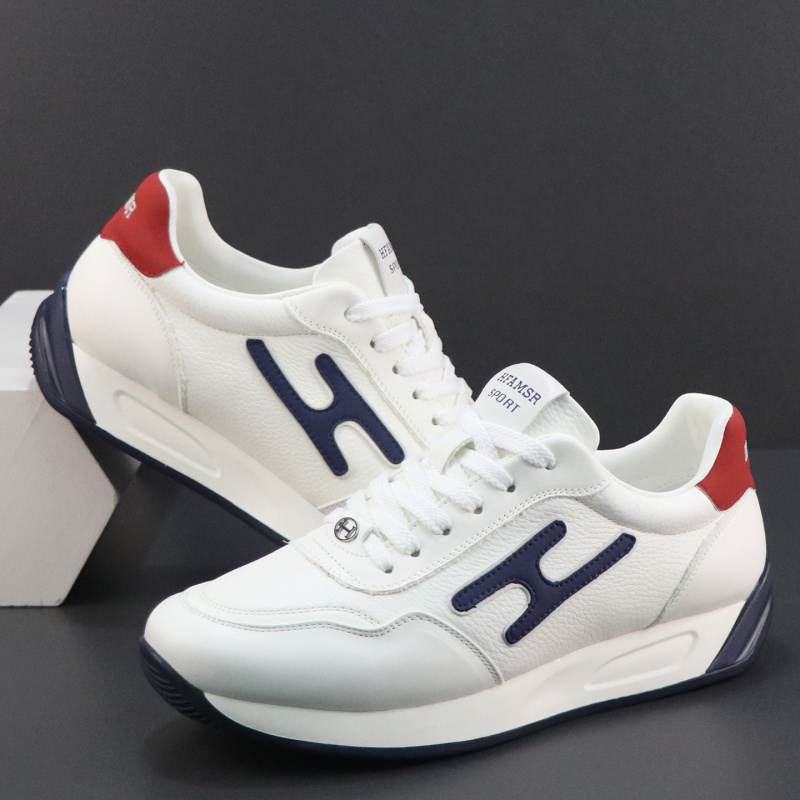 真皮小白鞋男新款秋季防滑耐磨运动鞋时尚潮流德训鞋透气防臭