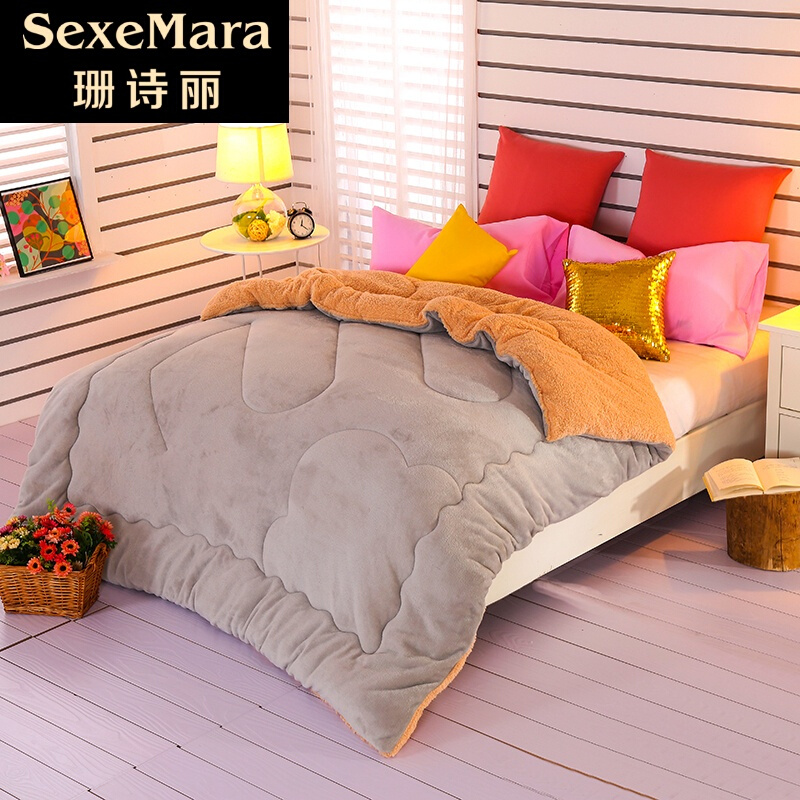 珊诗丽可鹅绒手工单人床x2加厚棉被芯1.2全棉双面绒春秋被套长桑蚕丝羊绒棉胎学生子母被幼儿