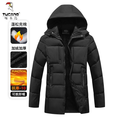 啄木鸟秋冬装中年男士加绒加厚羽绒棉服冬季棉袄中老年款棉衣外套