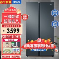 海尔(Haier)BCD-616WGHSSEDC9 616升对开门超薄嵌入冰箱 鲸式储量 黑金净化 双变频一级能效