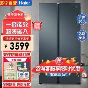 海尔(Haier)BCD-616WGHSSEDC9 616升对开门超薄嵌入冰箱 鲸式储量 黑金净化 双变频一级能效