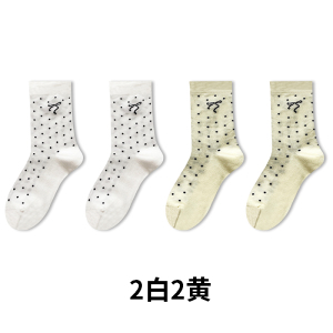 舒跑袜子女款春夏季堆堆袜点点袜中筒蝴蝶结可爱女袜网眼透气舒适亲肤堆堆袜ins日系风