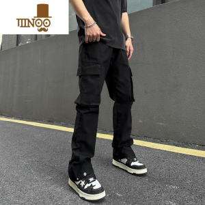 YANXU美式复古机能风潮牌多口袋高街直筒工装裤男款夏季宽松休闲长裤子