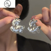 JiMi夸张设计感银杏叶高级感个性耳环2023新款潮气质小众金属耳钉饰品