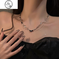 JiMi不掉色钛钢项链女夏黑色锆石蝴蝶锁骨链甜酷网红名媛气质轻奢颈链