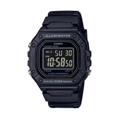 Casio 男表 男士黑色树脂数字手表 防水计时功能时尚休闲款 送男友