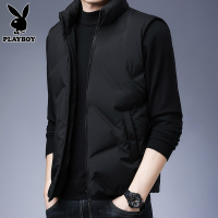 花花公子冬季羽绒马甲男士黑色立领背心新款潮流加厚保暖外套男装