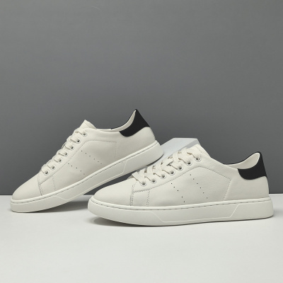 男士小白鞋轻奢头层牛皮百搭鞋子真皮板鞋男款潮流欧洲站休闲鞋男