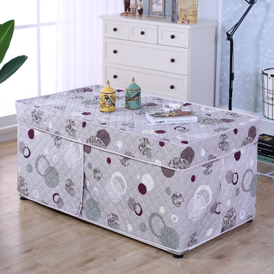 电暖桌罩取暖桌罩电炉罩110*60*60CM长方形[揭盖]烤火罩电暖炉套保暖罩烤火被保暖套电暖桌套(花色随机)