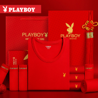 花花公子本命年男女大红蛇年结婚保暖内衣加绒组合裤袜套装