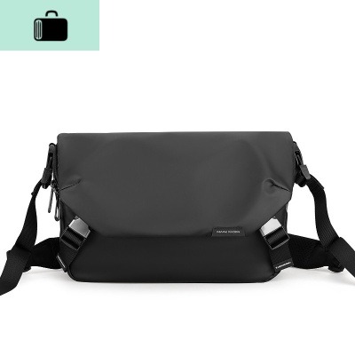 马可莱登2020新款单肩包男士包包潮牌斜挎包休闲邮差包工装小挎包NEW LAKE 典雅黑男士斜挎包