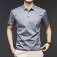 翻领短袖polo衫上衣男士透气T恤商务冰丝字母印花体恤男装2025夏