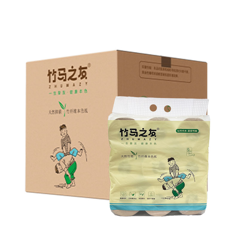 竹马之友竹纤维本色卷纸27卷/3提/箱