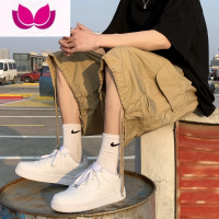 七斓日系cityboy卡其色短裤男ins潮牌夏季直筒工装裤子阔腿宽松六分裤