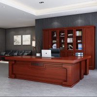 域赢老板桌油漆总裁桌经理桌实木贴皮大班台办公桌2.2米