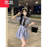 YIBUSHENG大码气质polo学院风连衣裙女季微胖辣妹裙子胖mm遮肚显瘦衬衫裙