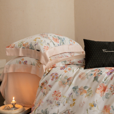 北欧ins风120s天丝棉磨毛四件套柔软亮色床单被套秋冬高端床品套