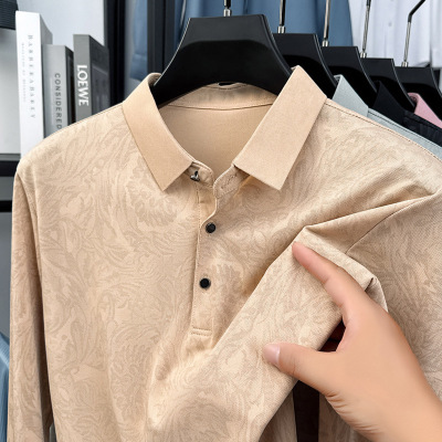 男装长袖polo衫新款秋季潮流印花男士休闲翻领上衣T恤