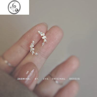 JiMi银银 月桂花枝 很有气质的温柔法式小众精致耳钉 满足闪亮耳饰