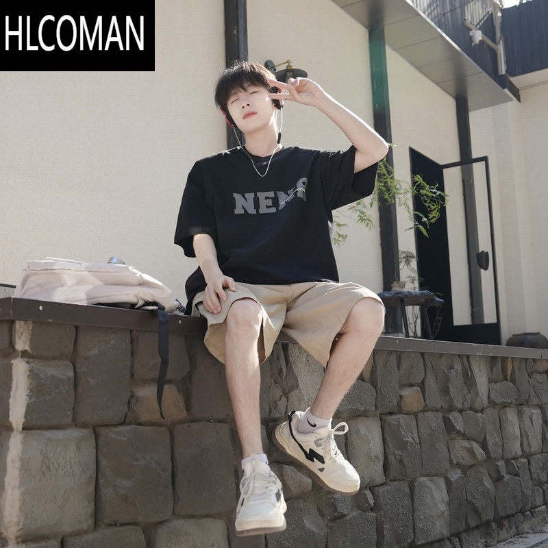 HLCOMAN@280g双面印花短袖T恤男夏季日系宽松半袖体恤