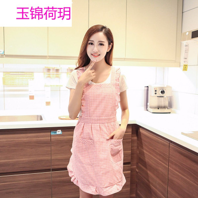 围裙韩版时尚围裙厨房防水可爱工作服女罩衣成人袖套
