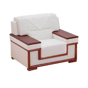 慧采云 办公家具白色会议沙发布艺贵宾接待会客厅室沙发单人位 沙发 单人位