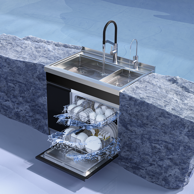 老板集团名气153d集成水槽洗碗机10套大容量独立家用厨电一体机