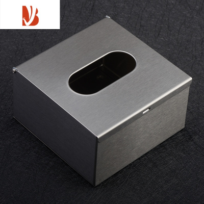 三维工匠正方形不锈钢小面抽304餐桌纸巾盒台面手抽纸盒食堂茶几手纸箱器 不锈钢银色 13x13x7.5cm(拉丝)