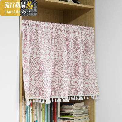 布帘子遮挡橱柜短帘民族风防尘免打孔半帘小窗帘隔断帘家用装饰 三维工匠
