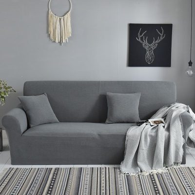 弹力沙发套卍能套四季沙发垫现代简约客厅沙发罩防尘保护罩通用 银石灰 S码[单人位90-140cm]