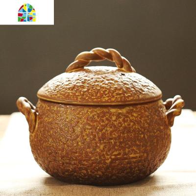 养生炖锅陶瓷煲汤家用砂锅老式大小号可高温煤燃气灶明火 FENGHOU 中号米黄3人食炖锅1700ML