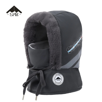 三人居加绒雷锋帽面罩围脖一体帽子SRJ6007/顶