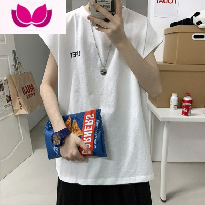 七斓简约字母夏季背心男ins高街情侣坎肩马甲百搭宽松无袖T恤