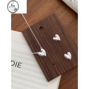 JiMi渡川酱小红书ins同款925银银简约小众纹理爱心项链女锁骨链银饰潮 纹理爱心项链40+5cm